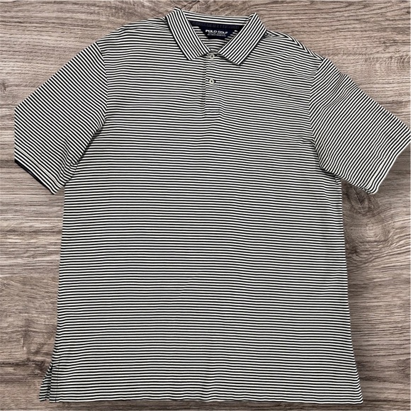Polo Golf Polo Shirt Navy Blue and White Collared 100% Pima Cotton Mens Size Lg - Picture 1 of 6